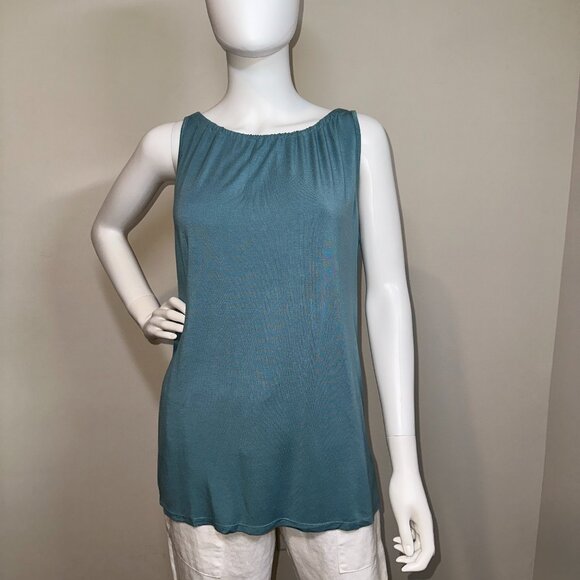 KRISA: NWT, Shirred Halter Top, Size - L, Color - Foam/Turquoise, MSRP - $99 - Picture 4 of 5